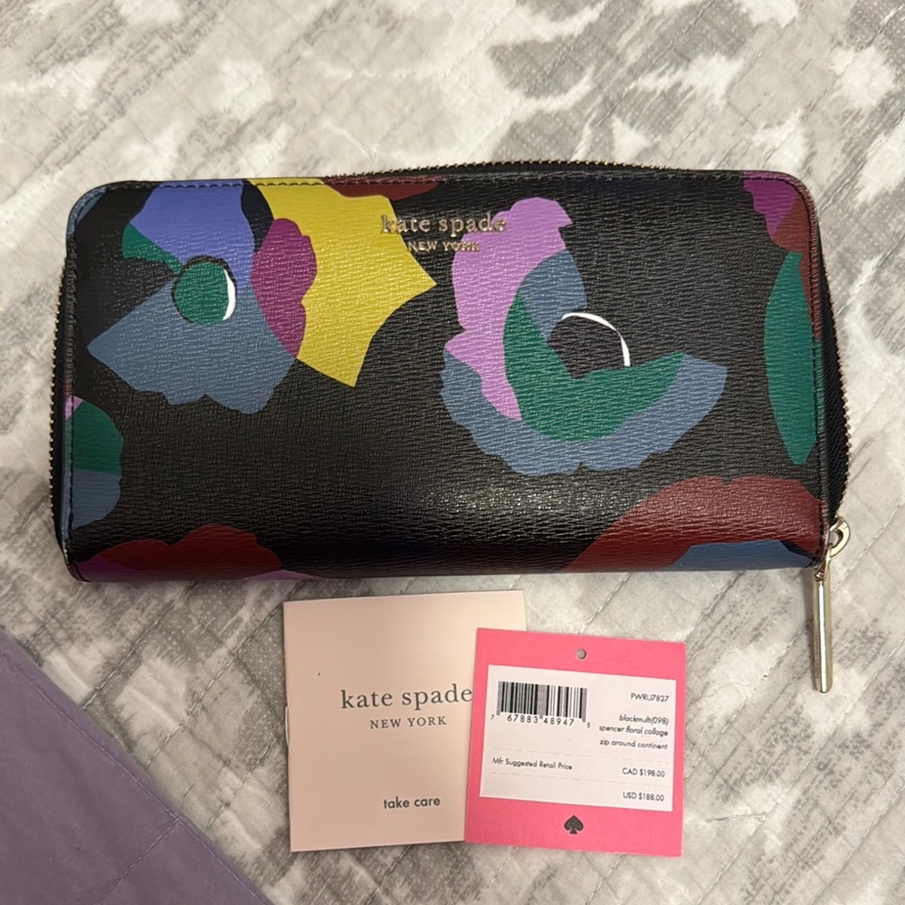 Kate Spade Spencer Floral Collage Zip Around Wallet
